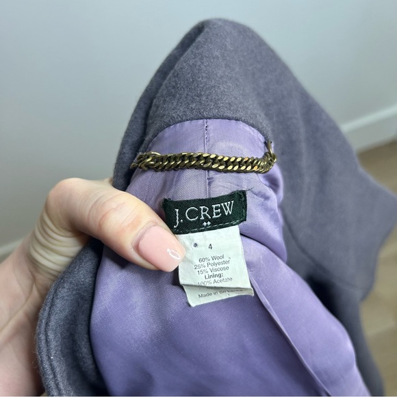 J. Crew Grey Wool Blend Double Breasted Funnel Neck Jacket 4 - Picture 11 of 13